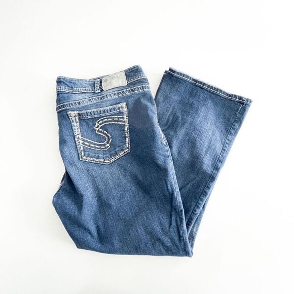 Silver Women's High Rise Bootcut Stretch Suki Denim Jeans Blue Size 22 - Picture 1 of 11